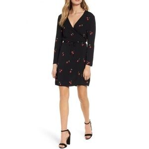 Rails Long Sleeve V-Neck Printed Wrap Dress